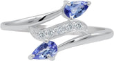 0.30 Cts Natural Tanzanite Ring 0.04 Cts Diamond Ring, Blue Stone Sterling Silver December Birthstone Ring Jewelry Gift For Women Mom Wife Girlfriend Sister